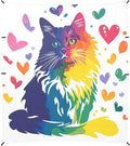Rainbow Cat Heart Foldable Beach Tent UPF50+ Protection Easy Setup Portable Sun Shelter with Sandbags &amp Sand Shovel for Backyard and Camping