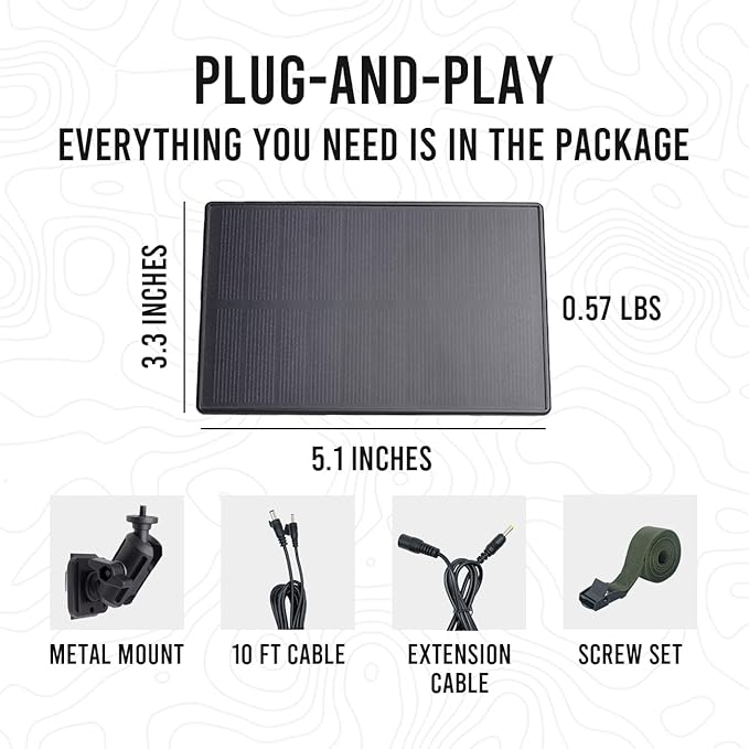 Trail Camera Solar Panel - Power Horse 6V/12V Solar Panel Kit with 5200mAh Battery for Hunting Camera 1.7/2.1mm DC Connectors Fits Most Solar Panel for Trail Cam