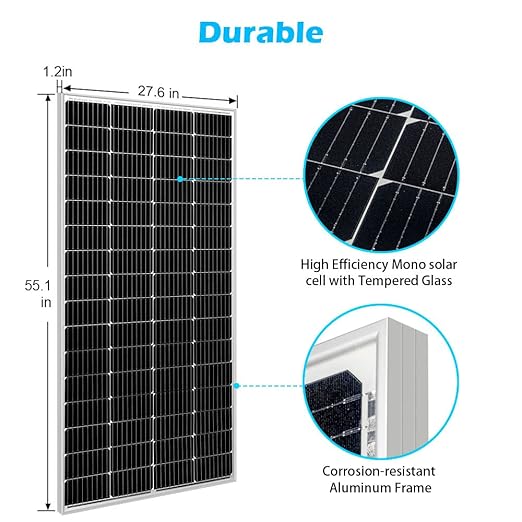 SUNGOLDPOWER Solar Panel 200W 24V Monocrystalline Solar Panel 200 Watt Solar Module Grade A Solar Cell Black SG200WM24