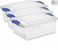 (3 pack) 15 Quart Clear Latching Storage Bin with Lid Stackable Plastic Bin for Shelves Closet &amp Craft Organization