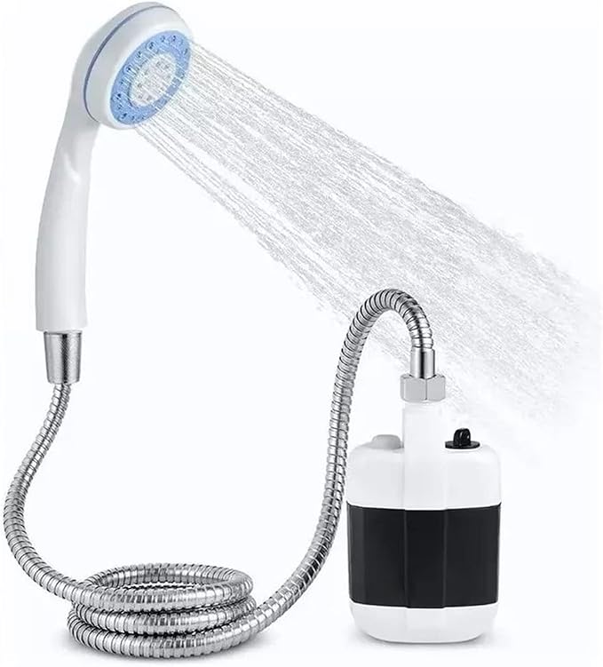 Tyenaza Camping Shower Portable Shower ABS Electric Battery Powered Camping Shower Pump for Camping Hiking Traveling