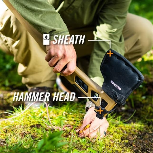 Gerber Gear Bushcraft Axe - Camping Survival Bushcraft Axe with Sheath - Features Hammerhead &amp Water-Resistant Compartments - Made in USA - Coyote Brown