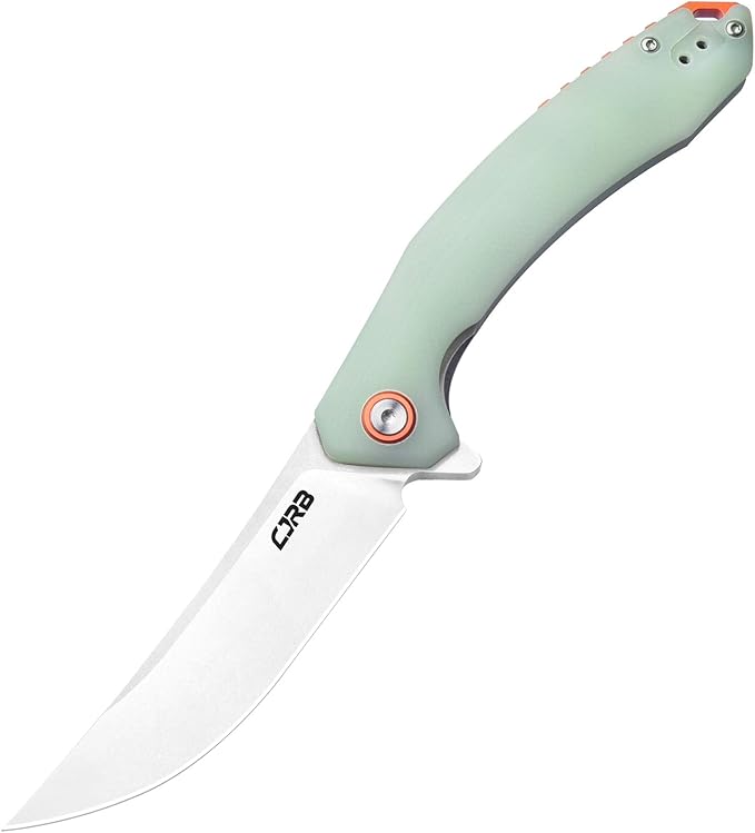 CJRB Small Folding Pocket Knife with Stonewash AR-RPM9 Steel Blade and G10 Handle Tactical Knife for Men Womens EDC Outdoor Survival Camping Hunting Hiking Gobi(J1906) Natural Green