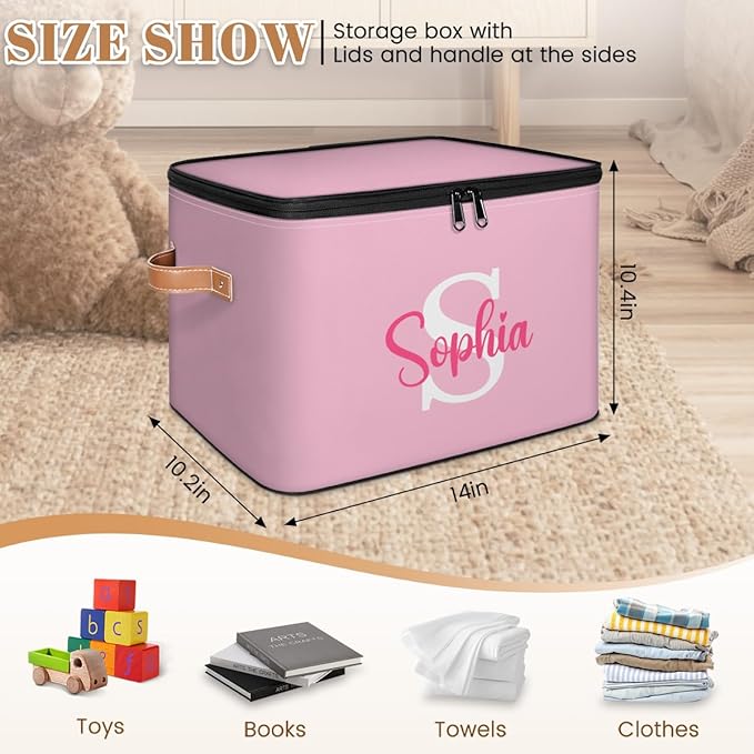 Closet-Storage-Bins with Lids Handle Customized Stackable-Storage-Bin for Kids-Boys-Girls-Toys Cube Collapsibl Laundry Basket Purple