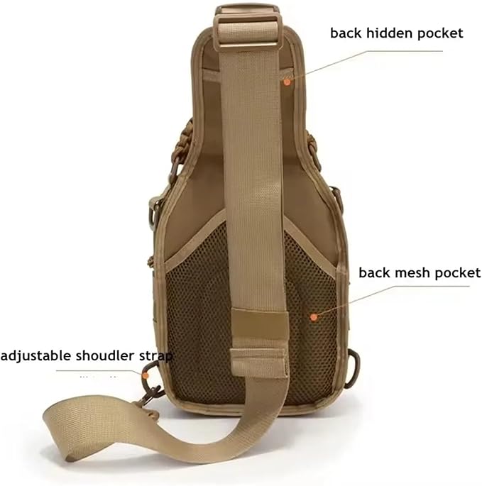 Genérico Compatible For Military Tactical Backpack Shoulder Bag Chest bag Men Outdoor Hiking Camping(Black color)