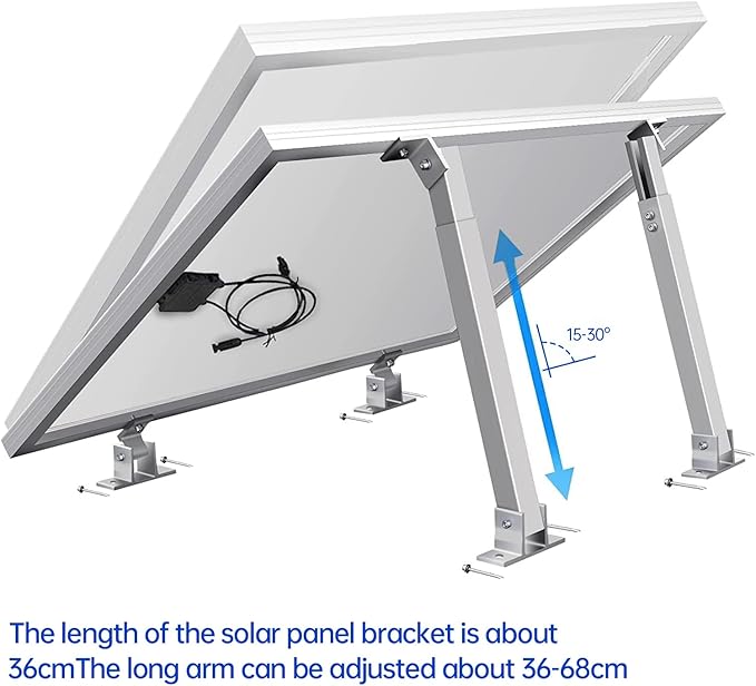 1 Set Adjustable Solar Panel Tilt Mount Brackets Solar Panel Mounting Bracket Stand Support 50W 70W 100W 150W 200W 300W 400W Panels for Roof/Boat/Flat Surface/Camping