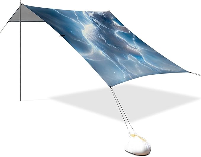 ALAZA Dinosaur with Blue Lightning Beach Tent Sun Shelter Portable Canopy Sunshade for Outdoor Camping Picnics Backyard Fun 10x9 ft
