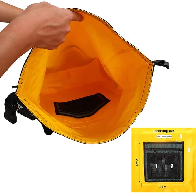 LANGWEI Waterproof Dry Bag Backpack 30L Diving Equipment Dry and Wet Separation Bag Float Roll Top Waterproof Duffel for Swim Beach Kayaking Boating Rafting