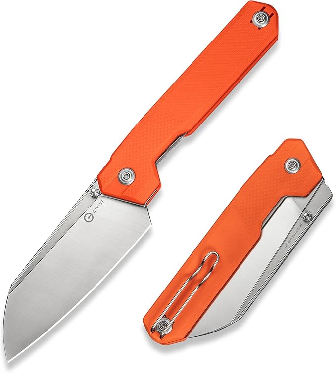 CIVIVI Hid Folding Pocket Knife 4.14 Swedish 14C28N Blade G10 Handle Nested Liner Lock Kitchen Knife with Thumb Stud Opener Ideal for Outdoor Use Camping Hiking and EDC C23008-4 Orange