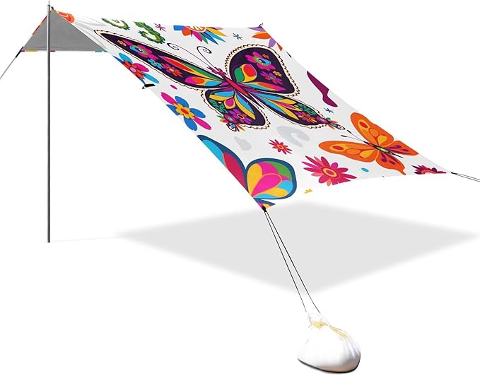 ALAZA Butterfly Colorful Beach Tent Sun Shelter Portable Canopy Sunshade for Outdoor Camping Picnics Backyard Fun 10x9 ft