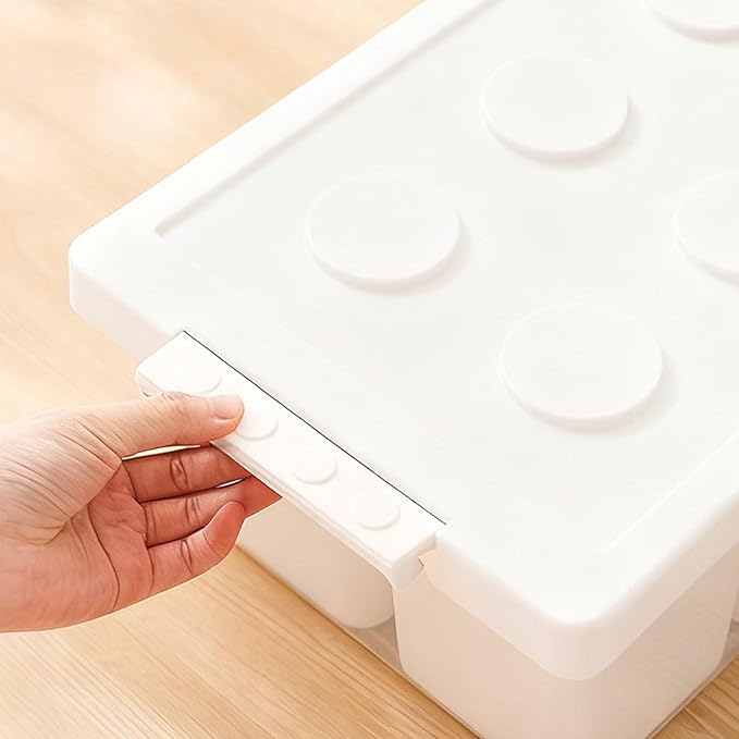 loobuu Plastic Storage Bins with Lids Art Craft Supply Organizer Box with Brush Pot Multipurpose Stackable Storage Containers for Organizing Tool Craft CrayonSewing(White)