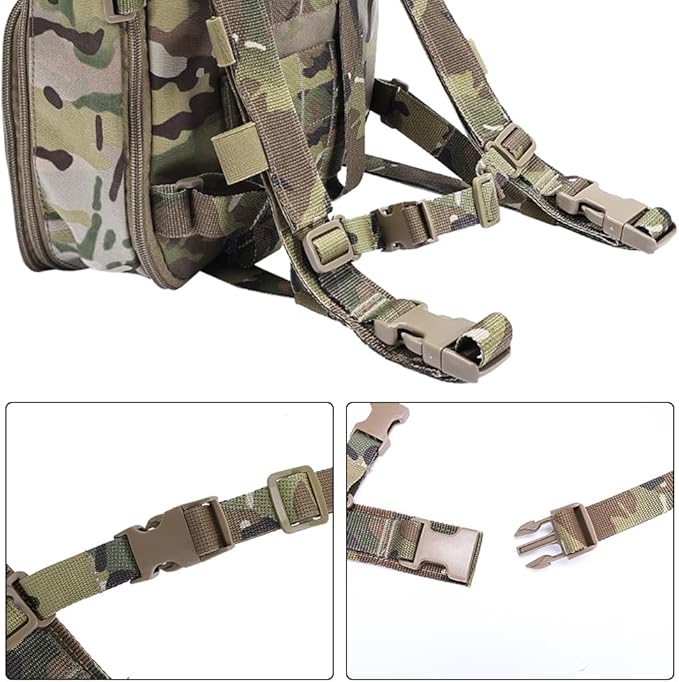 SINAIRSOFT Tactical Expandable Backpack Tactical Hydration Backpack Tactical MOLLE Flatpack D3 Carrier for Vest &amp Chest Rig (BK)