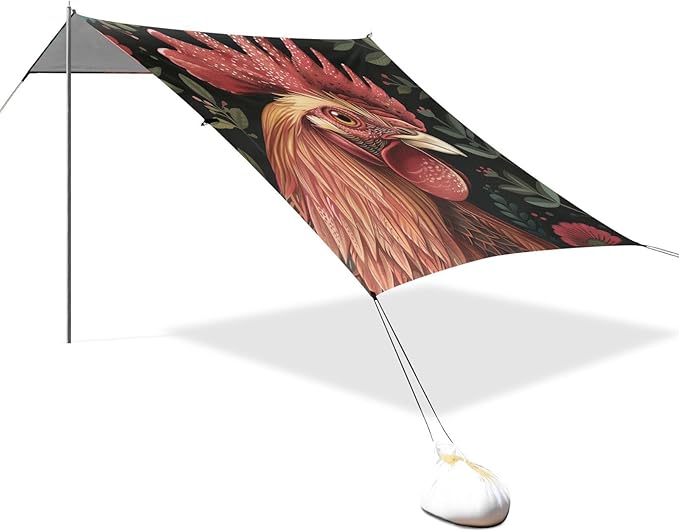 ALAZA Rooster Head Beach Tent Sun Shelter Portable Canopy Sunshade for Outdoor Camping Picnics Backyard Fun 10x9 ft
