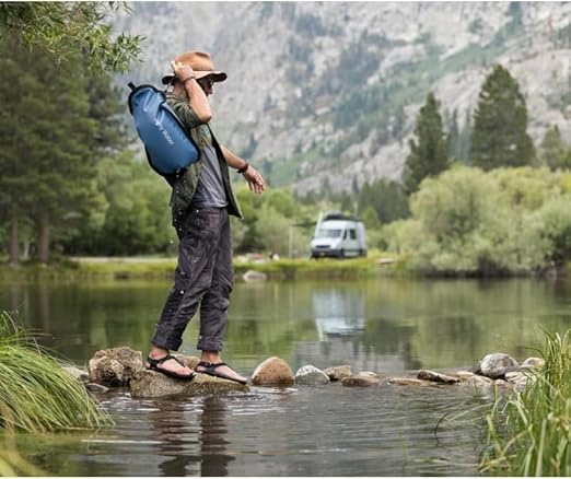LifeStraw Peak Series - Large Capacity Gravity Water Filter System with Safe Water Storage - 8L + 8L for Camping RVing Overlanding Travel and Adventure Mountain Blue