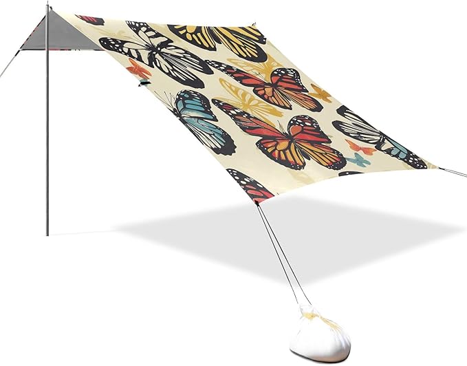 ALAZA Butterfly Animal Beach Tent Sun Shelter Portable Canopy Sunshade for Outdoor Camping Picnics Backyard Fun 10x9 ft