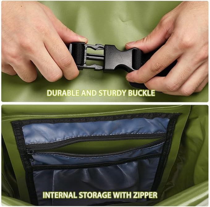 Blueshyhall 30L Waterproof Dry Backpack Outdoor Travel Roll Top Closure Water Repellent Duffle Storage Sack for Kayaking Rafting Boating Fishing Camping and Beach - Green