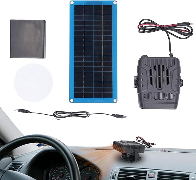 Solar Heater - Portable Greenhouse Heater for Poultry and Car with Solar Panel Kit | 30W Energy Supply with Heating Pad Winter Warmer for Coops Defogger for Travel and Outdoor Camping