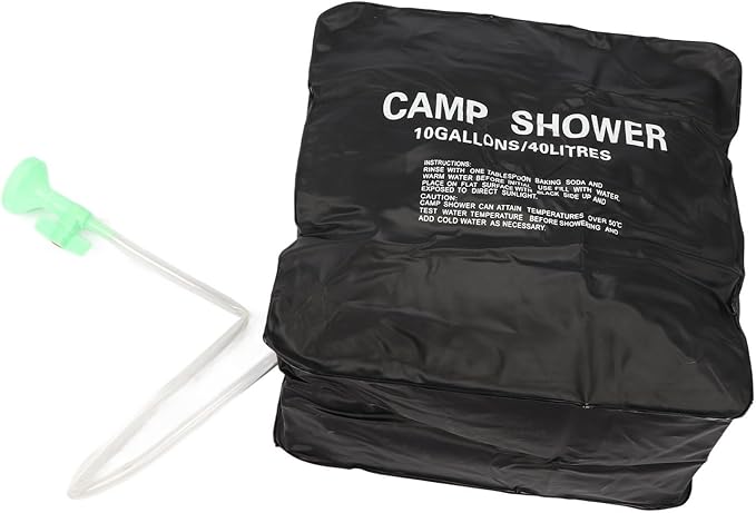 Solar Camp Shower Bag 40L | Portable Outdoor Shower with Sprayer &amp 10ft Hose | PVC Water Bag for Camping/Beach/Hiking | Sunlight Blocking &amp Fast Heating