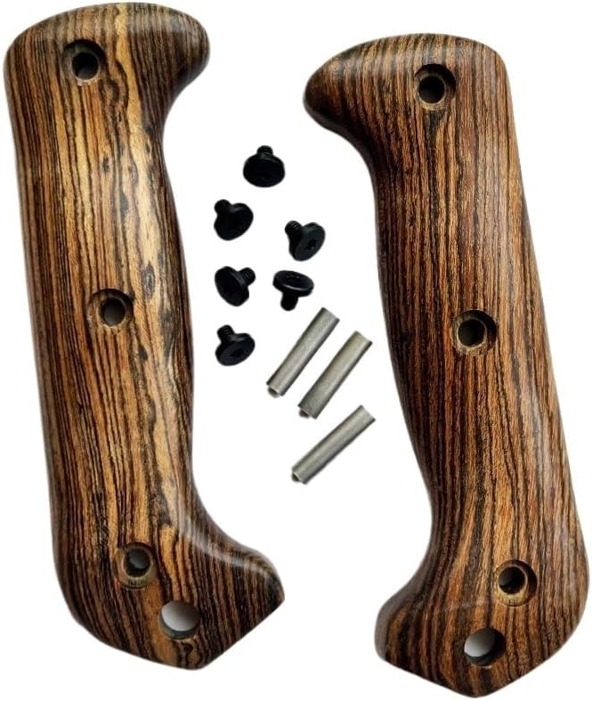 1Pair Wood Scales with 3 Sets Screws Fit for BK2 and BK9 Handle Patch DIY Replacement Accessory