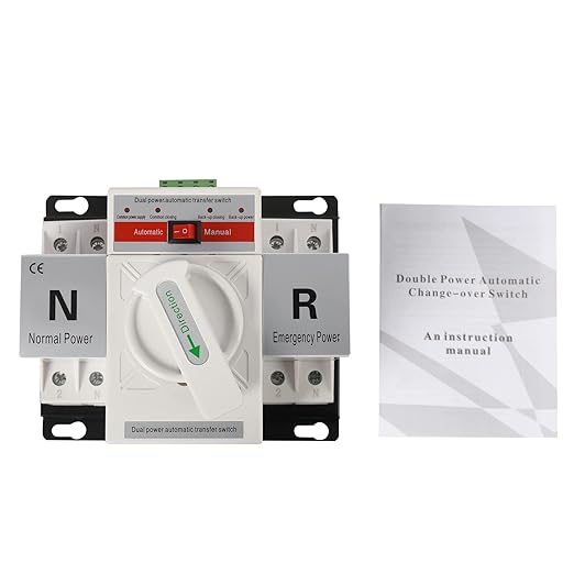 (New) 2P 63A Dual Power Automatic Transfer Switch with Manual Changeover and Generator 110V White