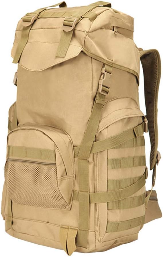 Outdoor Sports Pack Hiking Bag Tactical Rucksack Camo Knapsack Combat Camouflage Tactical Molle 50L Backpack - Tan