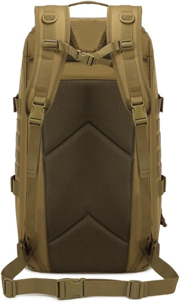 Tactical Duffel Backpack Military Waterproof handbags Large Capacity Mountaineering Luggage Hiking Camping Bag Outdoor (Brown 12.2 L x25.2 H x 10.3 W)