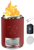 YEFU Tabletop Fire Pit 9.7 x 7.1 in Flame Intensity Control Camping Stove for Outdoor &amp Patio Fueled by Pellets or Wood Safe Burning Table Top Firepit with Travel Bag &amp 2 Mini Sticks Red