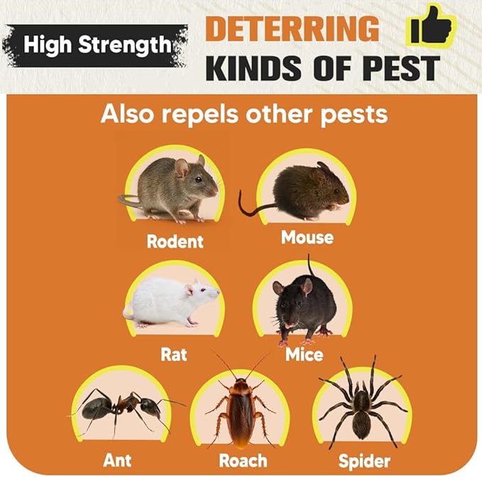 Pest Control Mouse Repellent Indoor Rodent Repellent Indoor/Outdoor Mice Repellent Indoors Natural Rat Repellent for House Keep Mice Roach Ant and Spider Away from Home Mouse Deterrents- 8P