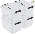 17.5 L Clear Plastic Storage Bin with Handle Latching Storage Box with Lid 4 Packs