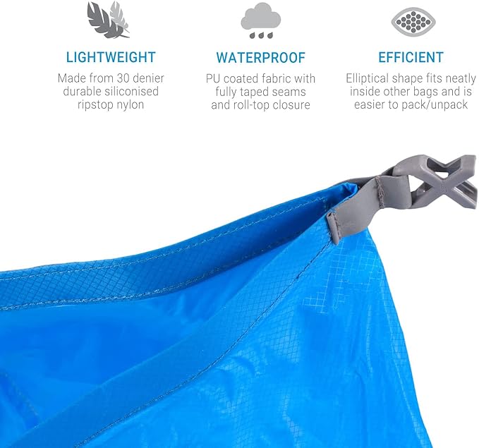 Lifeventure Ultralight Dry Bag Siliconized Rip-Stop Fabric with Fully Taped Seams Lightweight Waterproof Dry Sack for Kayaking Camping Hiking Traveling Boating Water Sports