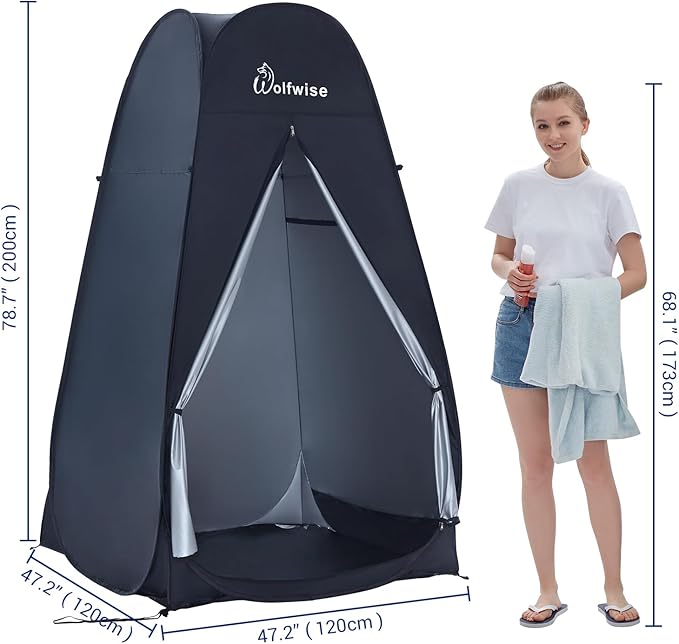 WolfWise Pop Up Changing Tent for Beach Camping Portable Shower Tents Outdoor Privacy Bathroom Change Dressing Clothes Tent Pop Up Instant for Camp Toilet 6.2ft/6.6ft/6.9ft High