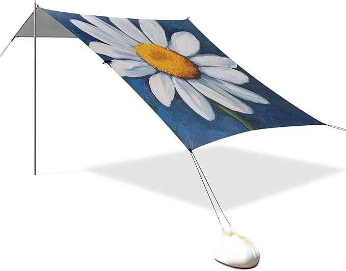 ALAZA Watercolor Spring Flower Daisy Beach Tent Sun Shelter Portable Canopy Sunshade for Outdoor Camping Picnics Backyard Fun 10x9 ft