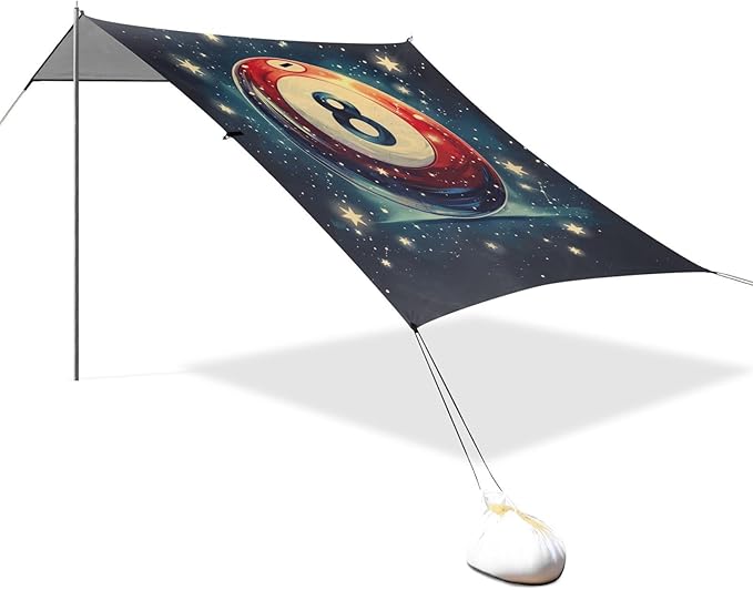 ALAZA Number Eight Billiard Ball Constellations Beach Tent Sun Shelter Portable Canopy Sunshade for Outdoor Camping Picnics Backyard Fun 10x9 ft