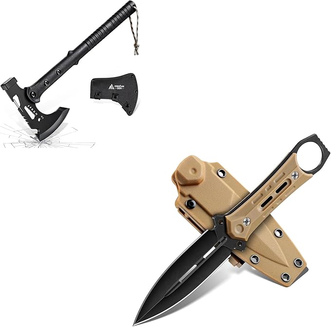 Freelander D2 Steel Survival Knife Bundle with Camping Axe