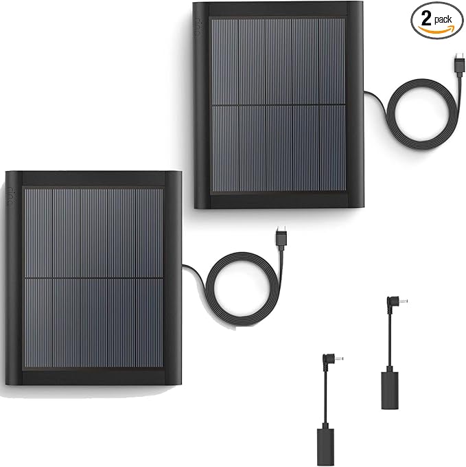 2 Pack Ring Solar Panel(2nd Generation) 5W Solar Panel Charger with Mount for Stick Up Camera &amp Pro Spotlight Plus &amp ProBlack12FT/4M Long Cable with USB-C to Ring Barrel Plug Adapter 。