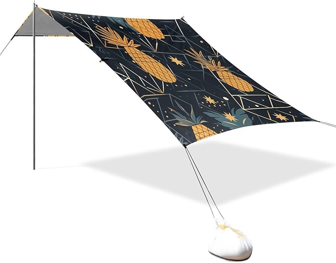 ALAZA Pineapples Abstract Geometric Beach Tent Sun Shelter Portable Canopy Sunshade for Outdoor Camping Picnics Backyard Fun 10x9 ft