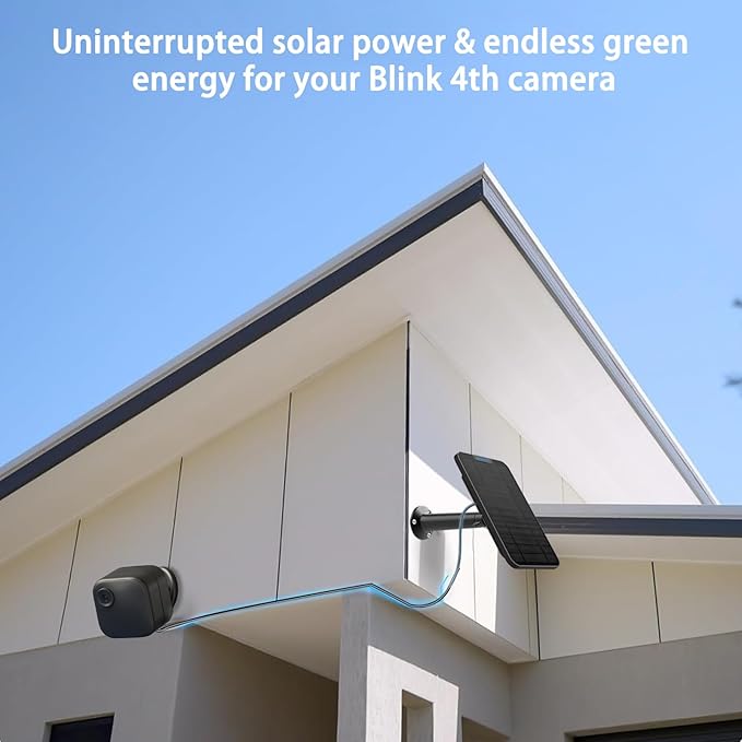 4W Solar Panel Charging Compatible with Blink 4th Gen(Type-C) Outdoor Camerawith 13.1ft Waterproof Charging Cable IP65 WeatherproofIncludes Secure Wall Mount