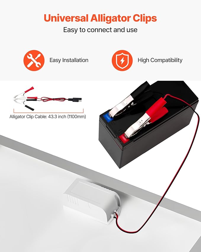 VEVOR 20W 12V Solar Battery Trickle Charger Maintainer Mono Solar Panel Battery Charger with Built-in MPPT Controller &amp Adjustable Mount Bracket IP65 Waterproof for Car Boat RV Trailer House Roo
