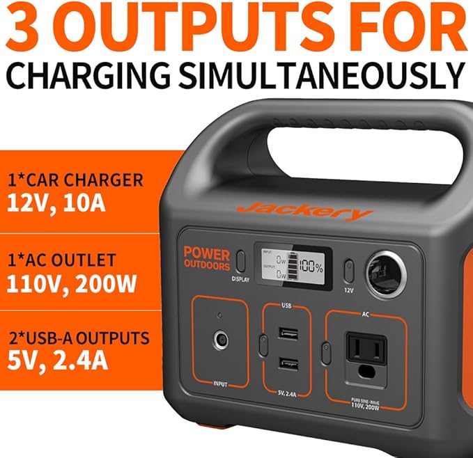 Jackery Portable Power Station Explorer 290 290Wh Backup Lithium Battery 110V/200W Pure Sine Wave AC Outlet Solar Generator (Solar Panel Not Included) for Outdoors Camping Travel(Renewed)
