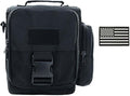 Tactical Messenger Bag Small - Men Military MOLLE Crossbody Pack EDC Belt Pouch with Phone Zippered Pocket(Patch Included) (Black)