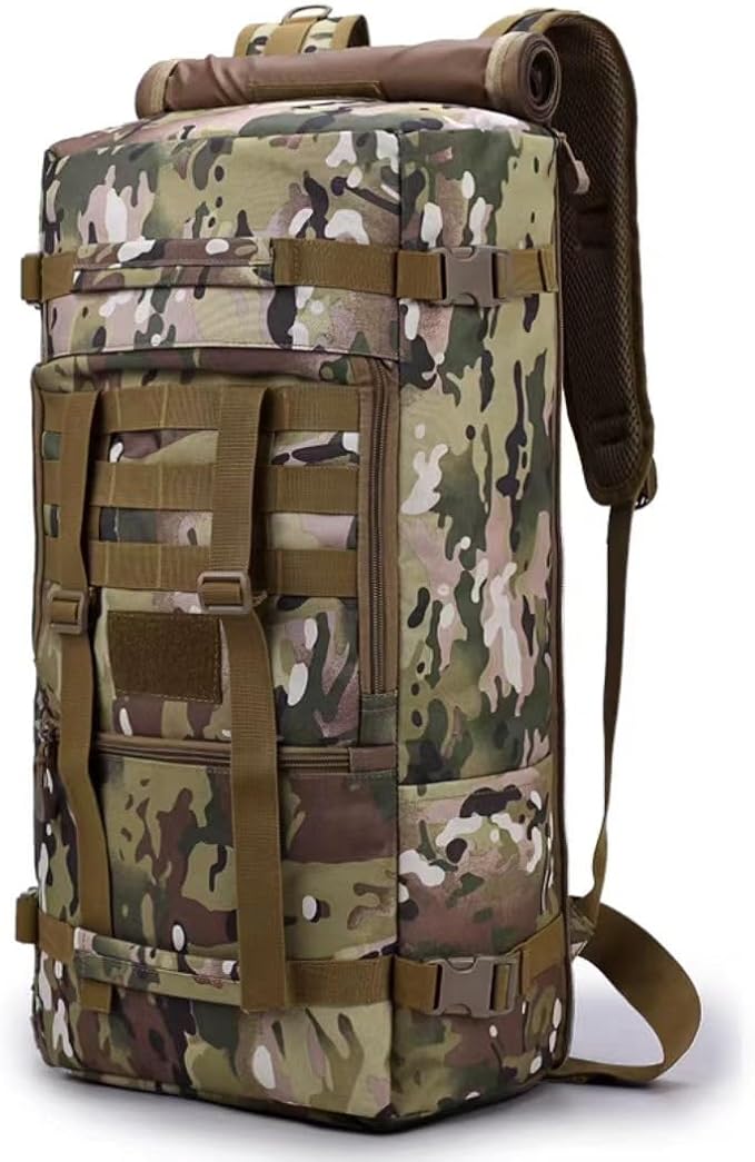 Military Tactical Backpack 55L Extra Large Waterproof Outdoor Hiking Backpack Men's Camping Backpack Hiking Duffel Bag for Hunting Hiking Fishing Climbing Travel Deserts (Color : E)