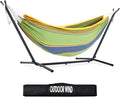Double Hammock with 10FT Space Saving Steel StandHeavy Duty Stand Includes Portable Carrying Case550lbs Capacity