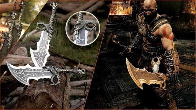 Forest Hunting | God of Wars Blades of Chaos Metal God of Wars GOW Blades of Chaos Sword Twin Blades Sword Kraatos Metal Cosplay Weapon Prop 1:1 Replic Viking Gifts Men (Blades of Chaos Sword)