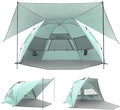 Elegear CumbreX™ Beach Tent with 360° Removable Canopy 4-6 Person Pop Up Sun Shade Shelter UPF 50+ Automated Installation Double Silver Coating Portable Lightweight Beach Cabana for Outdoor - Green
