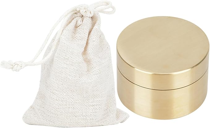 Metal Pill Storage Box Storage Box Outdoor Waterproof Brass Storage Container Dustproof Round Brass Storage Box with Lid for Outdoor Small Treasures(Medium)
