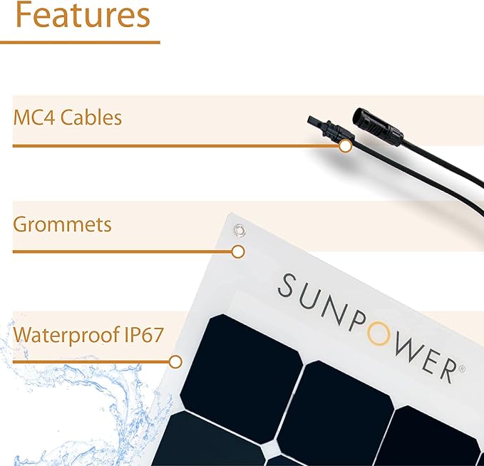 ExpertPower 2 Pieces 100W Flexible Solar Panel| High-Efficiency Module with Monocrystalline Maxeon Solar Cells for RV Boat Camping and Generator Charging Applications