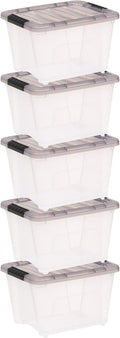 Clear Plastic Storage Bins with Lids Stackable Organizer Boxes for Closet Bedroom and Office (17.2 qt)