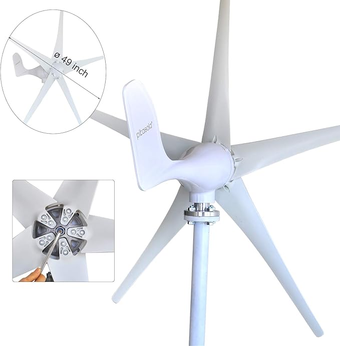 Pikasola Wind Turbine Generator Kit 400W 24V with 5 Blade Wind Generator Kit with Charge Controller Wind Power generator for Marine RV Home Windmill Generator Suit for Hybrid Solar Wind System
