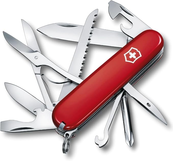 Victorinox Fieldmaster Swiss Army Knife 15 Function Swiss Made Pocket Knife with 2 Blades Scissors Philips Screwdriver and Bottle Opener - Red