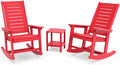 GREENVINES Outdoor Rocking Chair Set | 3-Piece | 2 Rocking Chairs with 1 Side Table | Porch Rocker | HDPE Plastic | Red | Patio Furniture Sets | High Back | Big &amp Tall | Ladder Back